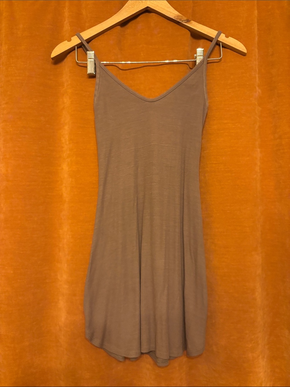 Joah Brown Taupe Mini Slip Dress with Spaghetti Straps